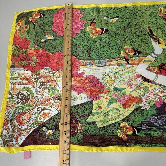 Asian Inspired Silk Scarf Floral Butterflies Bird OS - Picture 5 of 9
